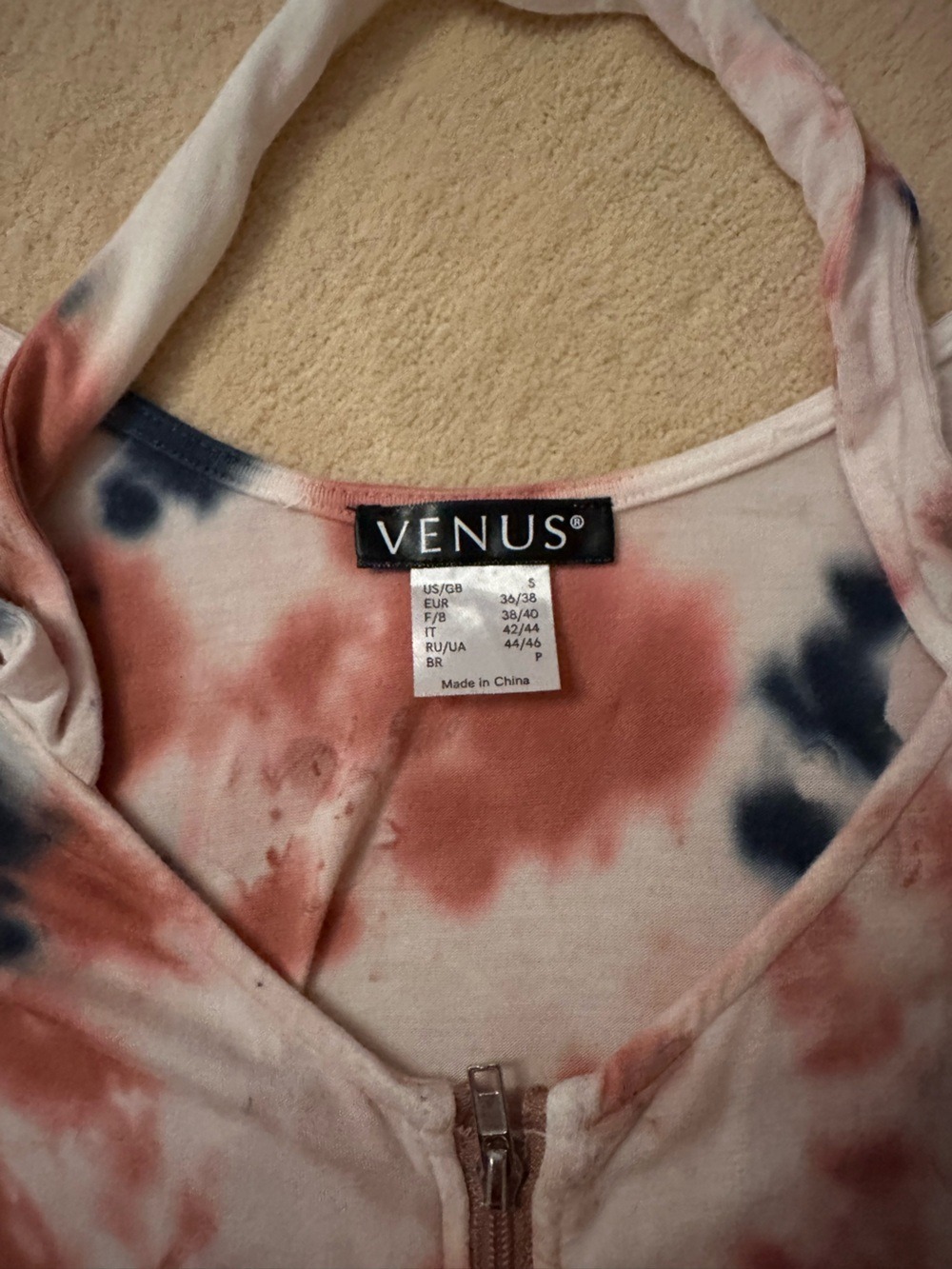VENUS Rust & Navy Tie-Dye V-Neck Top - Picture 2 of 4